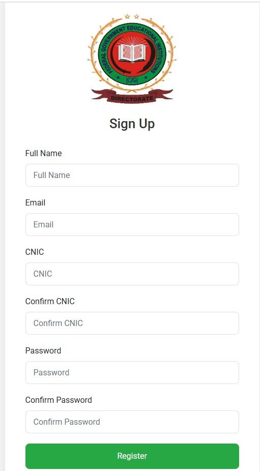 induction.fgei.gov.pk Sign Up form