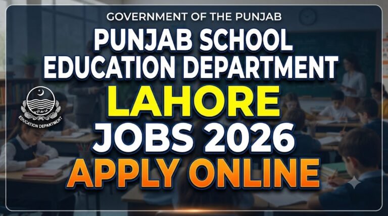 Punjab School Education Department Lahore Jobs 2026 Apply Online