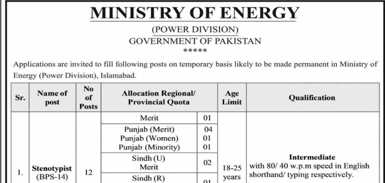 Ministry of Energy Islamabad Jobs 2026 Online Apply